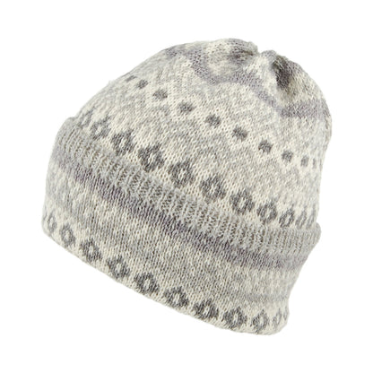 Gorro Beanie Fair Isle con vuelta de lana Fair Isle de Highland 2000 - Gris Claro