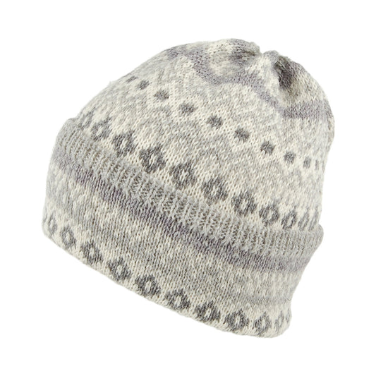 Gorro Beanie Fair Isle con vuelta de lana Fair Isle de Highland 2000 - Gris Claro