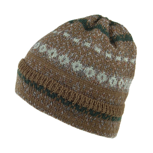 Gorro Beanie Fair Isle con vuelta de lana Fair Isle de Highland 2000 - Mezcla Verde Bosque