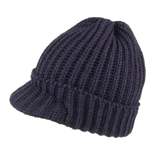 Gorro Beanie visera corta lana inglesa de Highland 2000 - Azul Marino