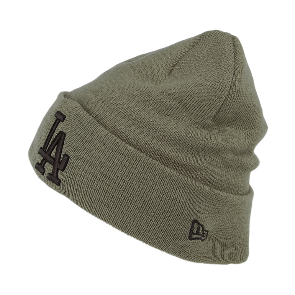 Gorro Beanie Vuelta Tejida MLB League Essential L.A. Dodgers de New Era - Verde Oliva
