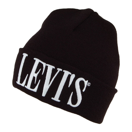 Gorro Beanie Serif Logo con vuelta de Levi's - Negro