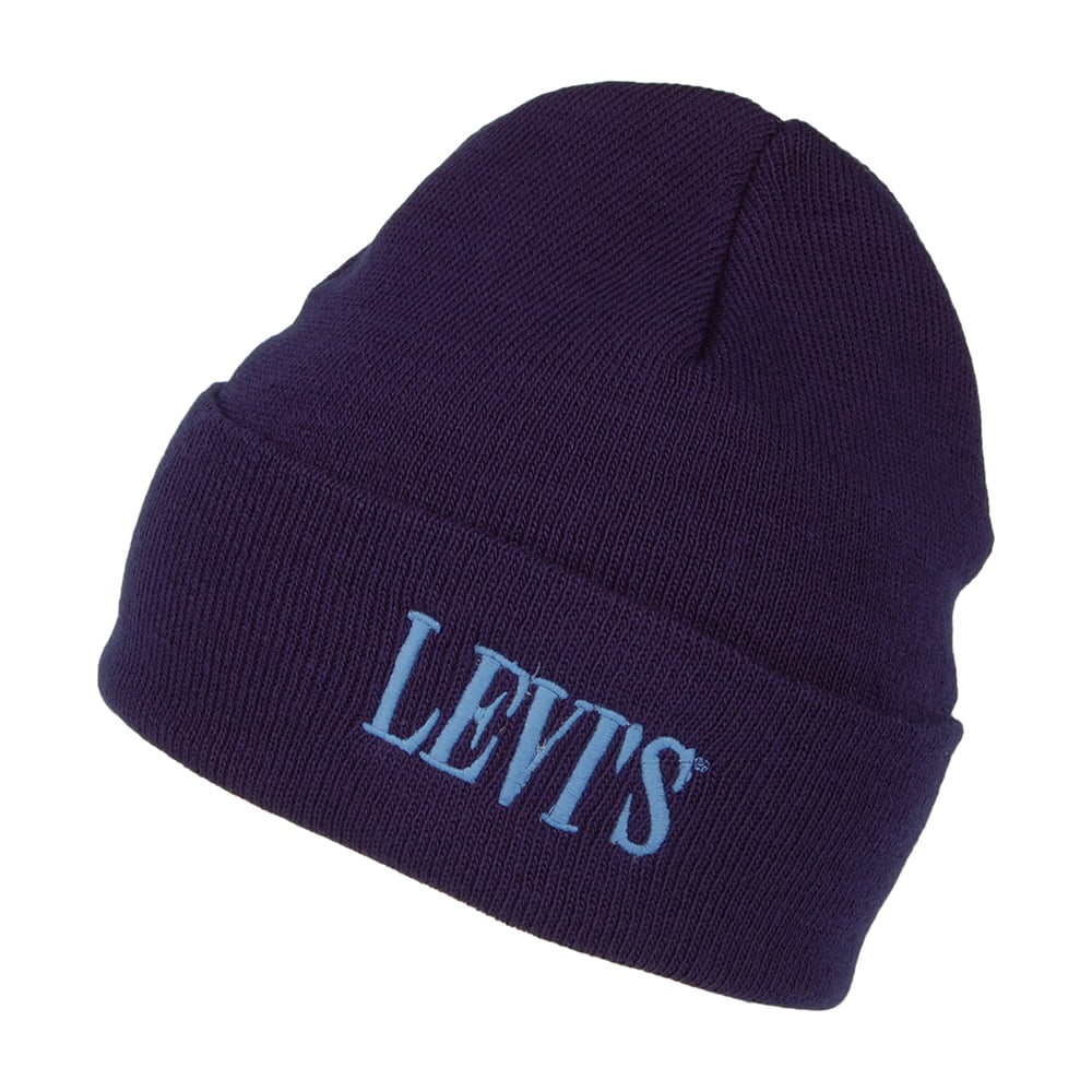 Gorro Beanie Smaller Serif Logo con vuelta de Levi's - Azul Marino