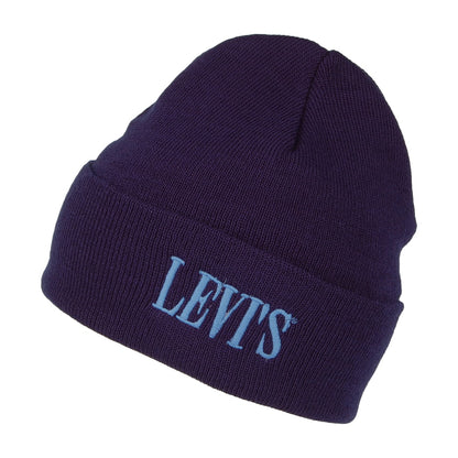 Gorro Beanie Smaller Serif Logo con vuelta de Levi's - Azul Marino