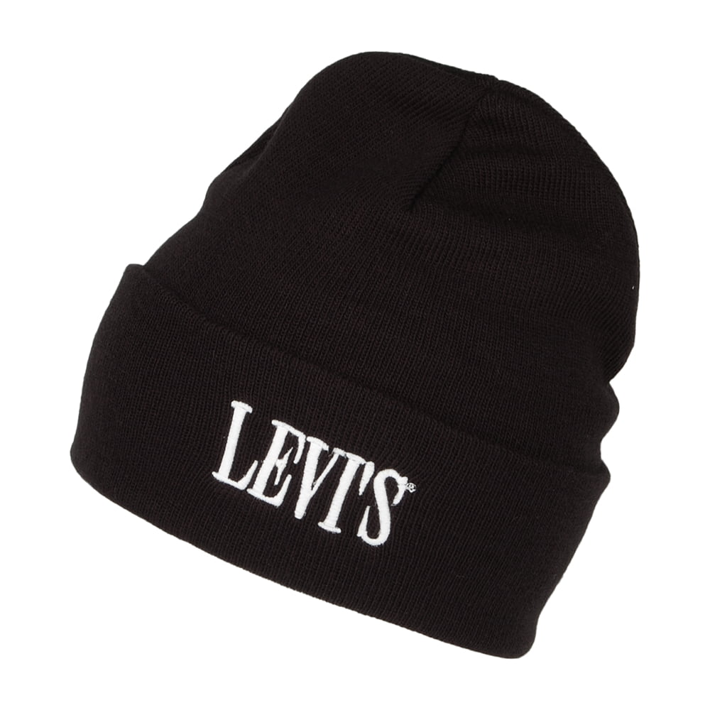 Gorro Beanie Smaller Serif Logo con vuelta de Levi's - Negro