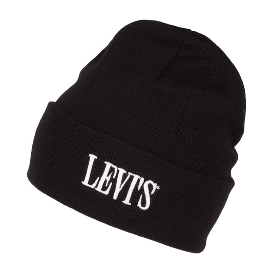 Gorro Beanie Smaller Serif Logo con vuelta de Levi's - Negro