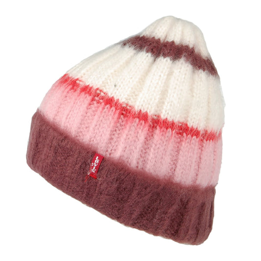 Gorro Beanie Striped Knit de Levi's - Rosa-Blanco