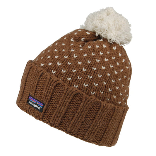 Gorro con pompón Snowbelle de lana reciclada de Patagonia - Marrón