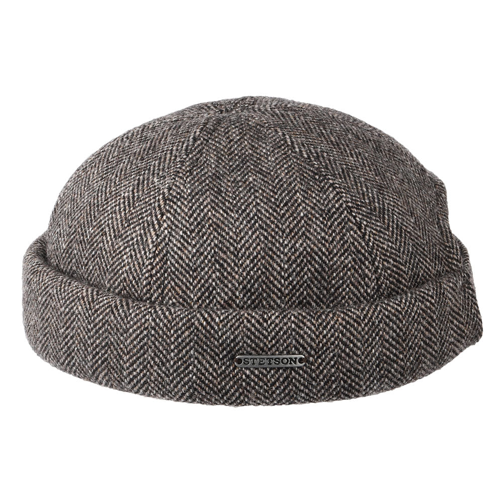 Gorro Beanie Docker de lana diseño de espiga de Stetson - Gris-Negro