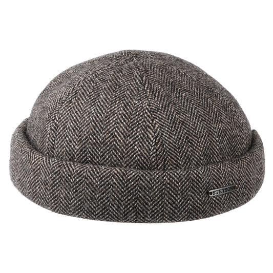 Gorro Beanie Docker de lana diseño de espiga de Stetson - Gris-Negro