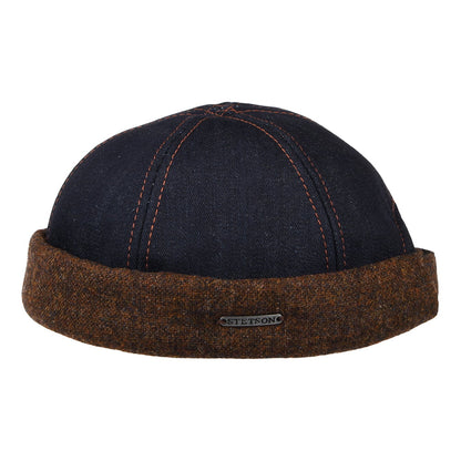 Gorro Beanie Docker de tela vaquera y tweed de Stetson - Vaquero