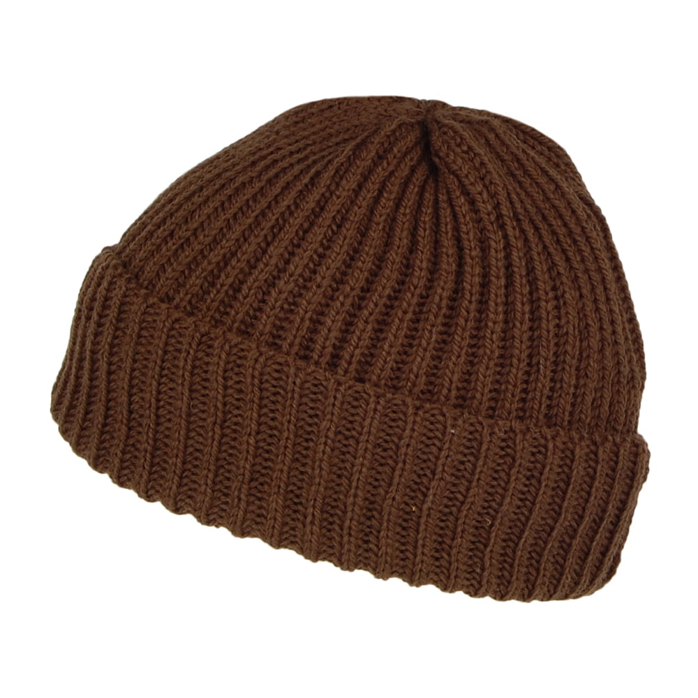Gorro Beanie estilo pescador corto de lana merino de Highland 2000 - Chocolate