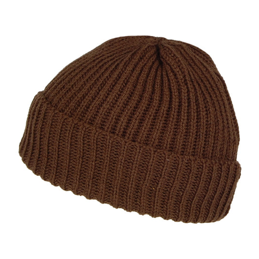 Gorro Beanie estilo pescador corto de lana merino de Highland 2000 - Chocolate