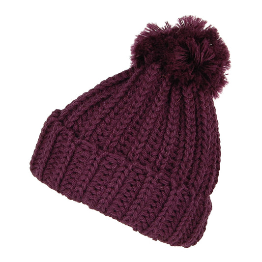 Gorro con pompón Cuffed de lana inglesa Chunky de Highland 2000 - Ciruela