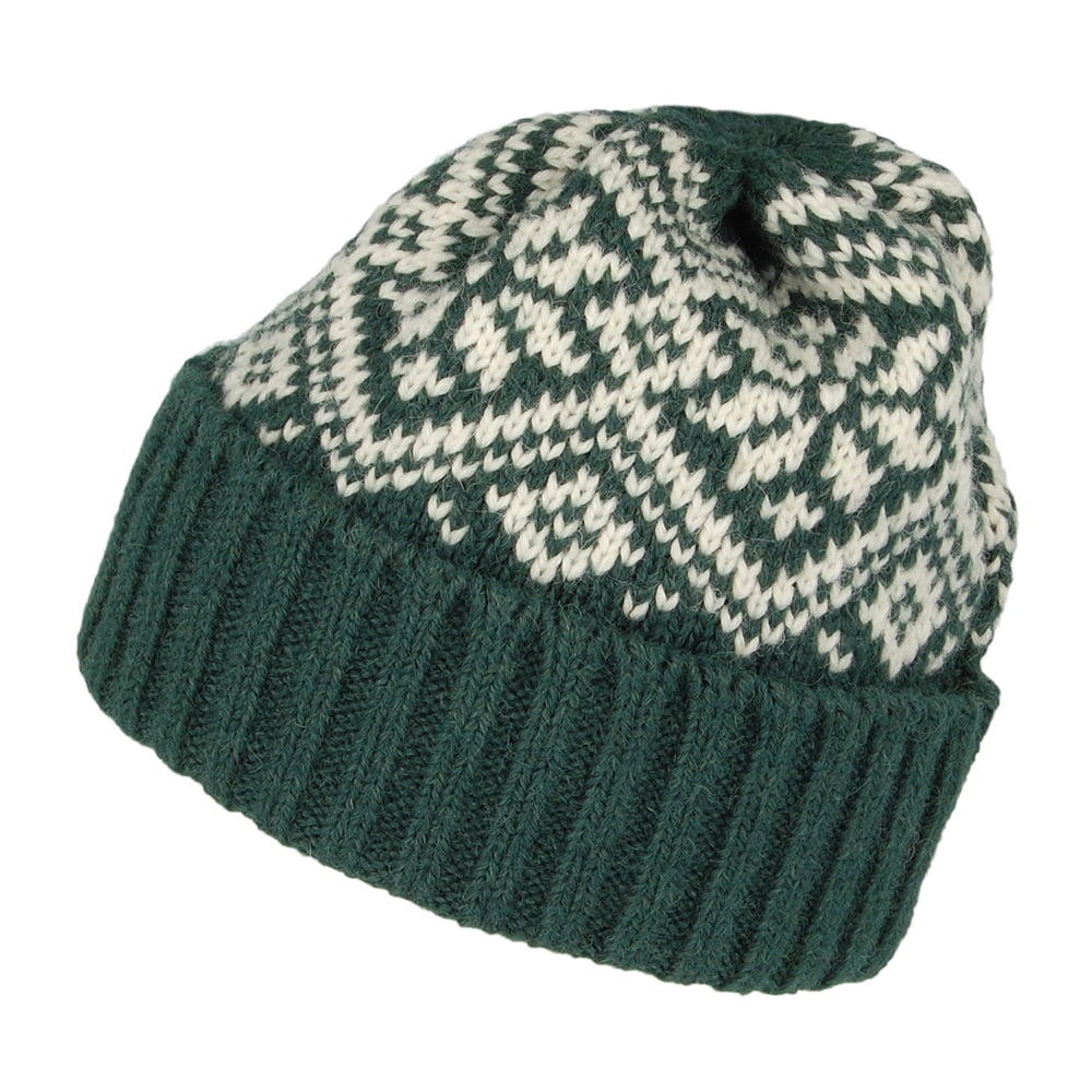 Gorro Beanie copo de nieve de alpaca de Highland 2000 - Verde Oscuro