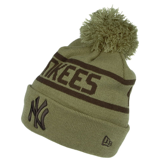 Gorro con pompón con vuelta MLB Team Jake New York Yankees de New Era - Verde Oliva-Negro