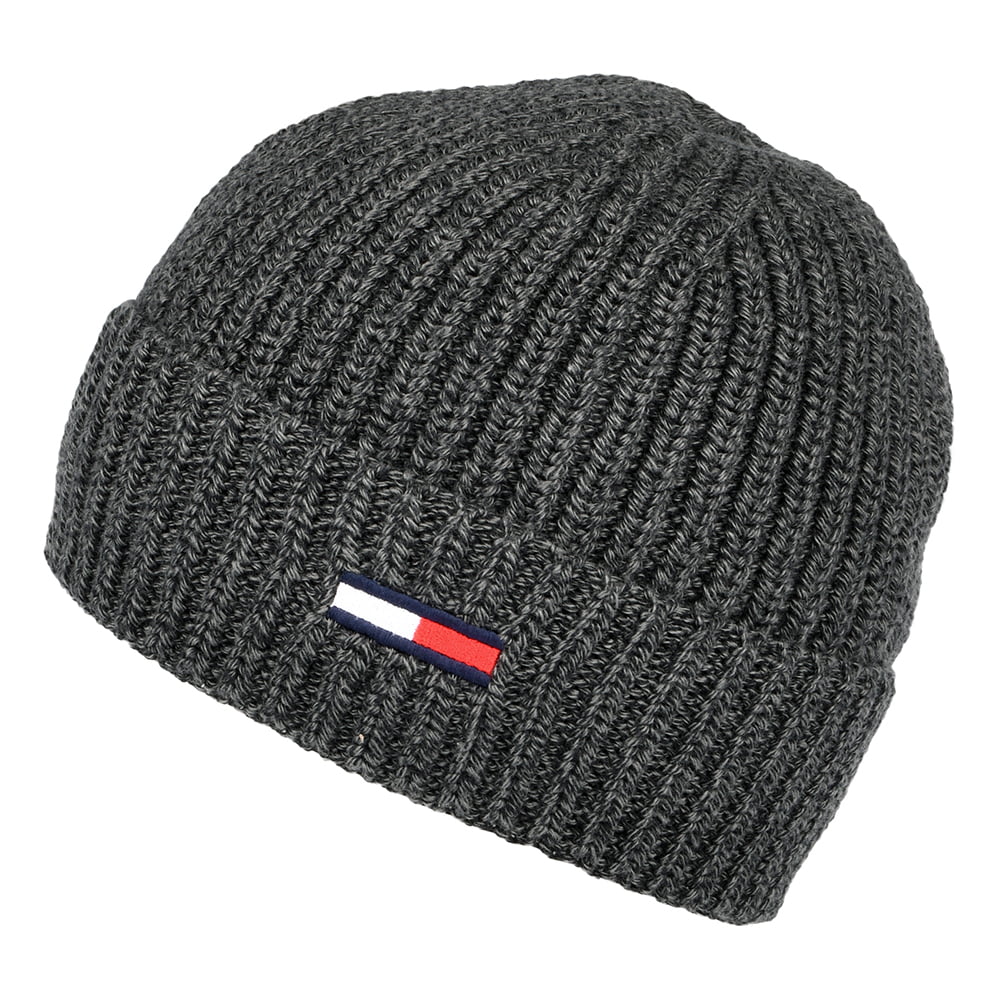 Gorro Beanie TJM Basic Rib de canalé de Tommy Hilfiger - Gris Oscuro