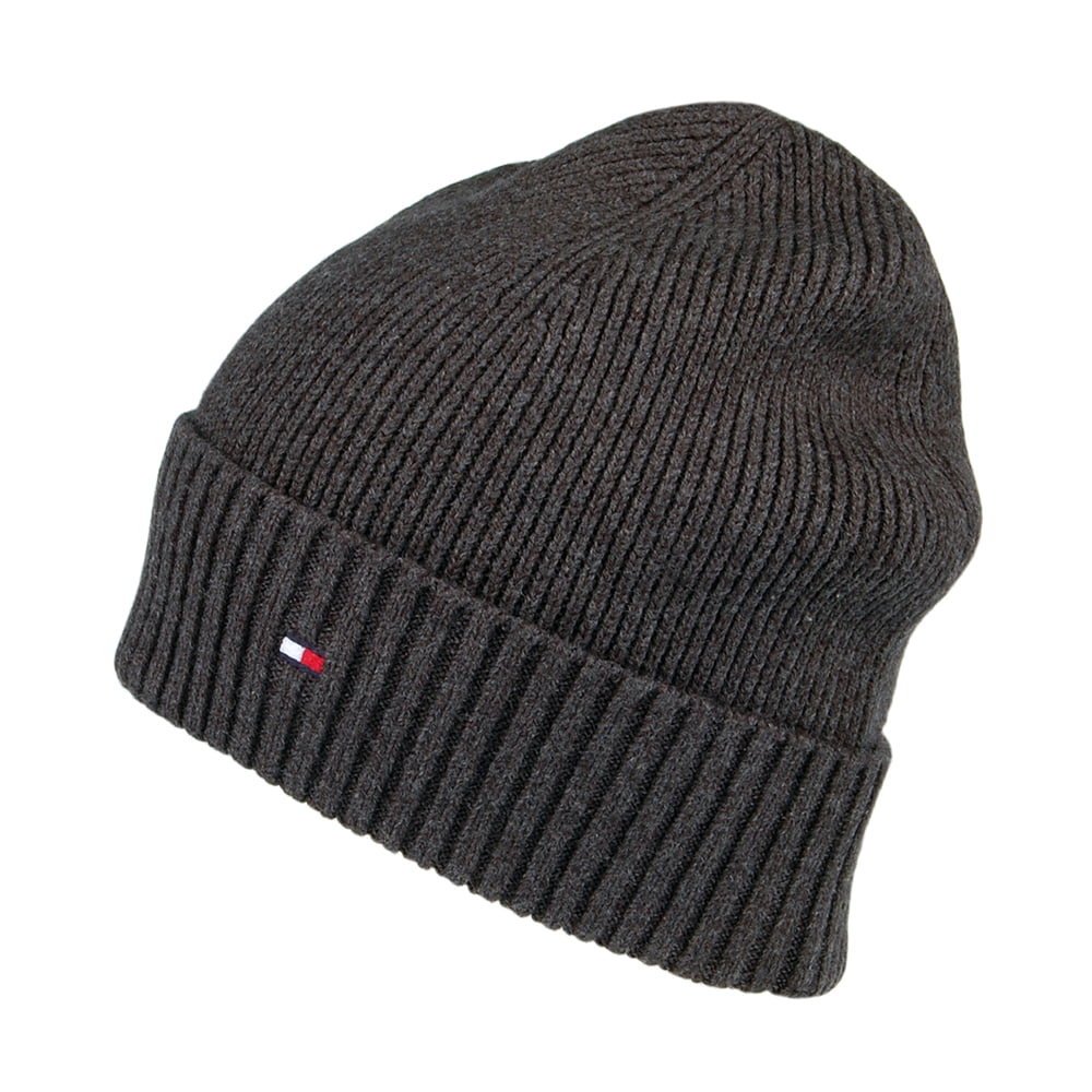 Gorro Beanie Essential Flag de algodón y cachemira de Tommy Hilfiger - Gris