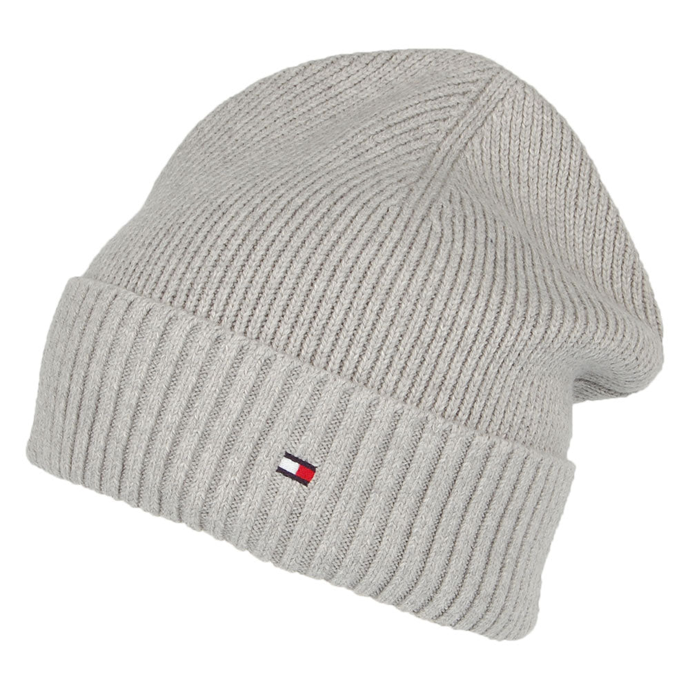 Gorro Beanie Essential Flag de algodón y cachemira de Tommy Hilfiger - Gris Claro