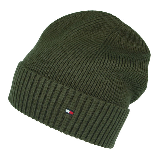 Gorro Beanie Essential Flag de algodón y cachemira de Tommy Hilfiger - Verde Oliva