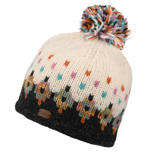 Gorro con pompón Snowy Fair Isle de Kusan - Crema-Antracita