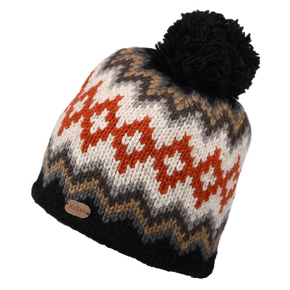 Gorro con pompón Diamond Fair Isle de Kusan - Gris Multi