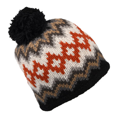 Gorro con pompón Diamond Fair Isle de Kusan - Gris Multi