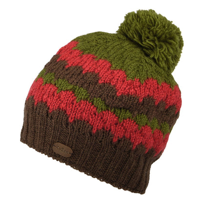 Gorro con pompón a rayas de Kusan - Marrón-Verde