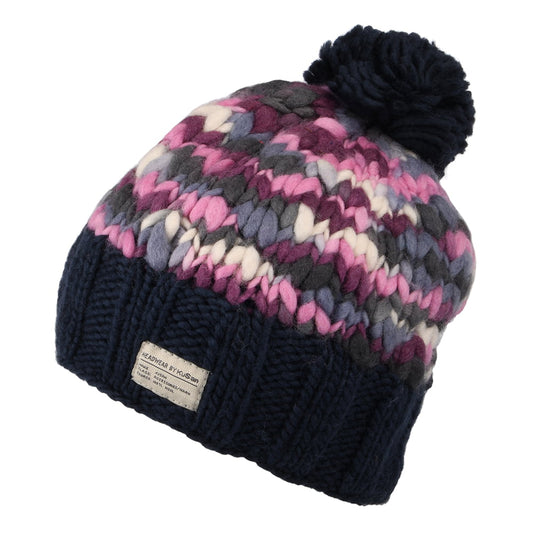 Gorro con pompón de Tejijdo grueso de Kusan - Azul Marino