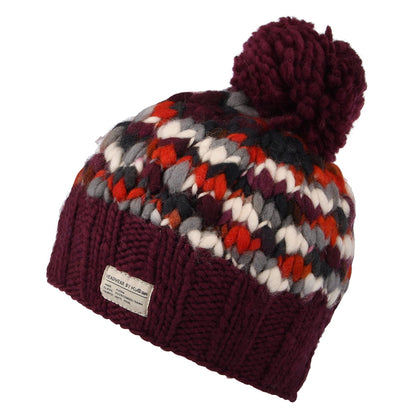 Gorro con pompón de Tejijdo grueso de Kusan - Ciruela