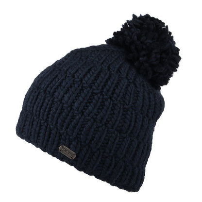 Gorro con pompón Moss Yarn punto cable acanalado de Kusan - Azul Marino