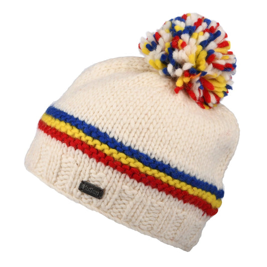 Gorro con pompón Multi de Kusan - Blanco-Multi