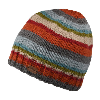 Gorro Beanie Brooklyn con franjas de Kusan - Verde Azulado-Naranja