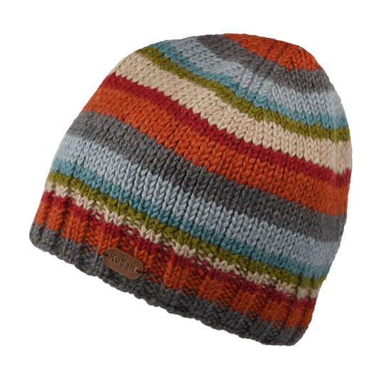 Gorro Beanie Brooklyn con franjas de Kusan - Verde Azulado-Naranja