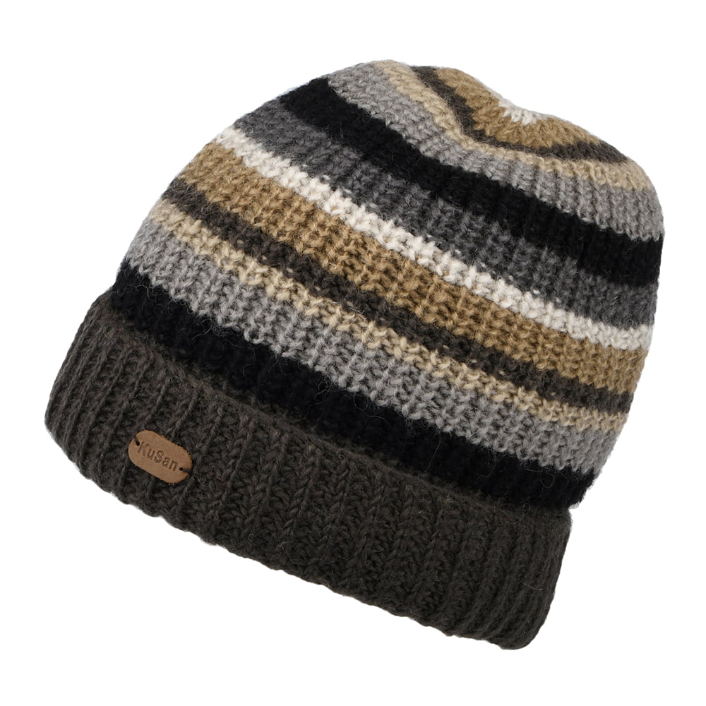 Gorro Beanie Cardi Rib con vuelta de Kusan - Antracita-Multi