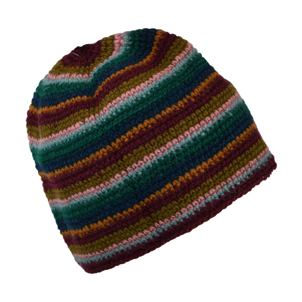 Gorro Beanie Crochet Flor de Kusan - Ciruela-Turquesa