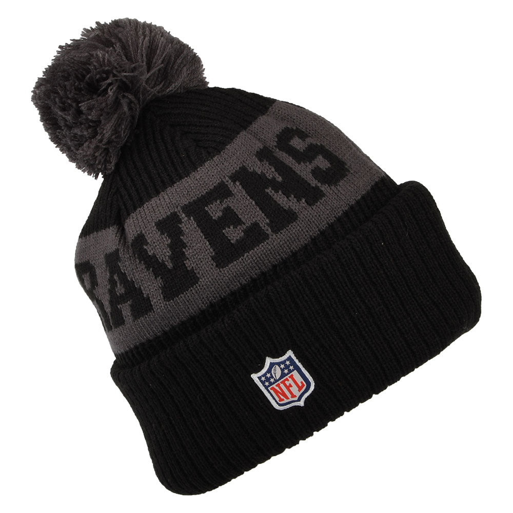 Gorro con pompón NFL On Field Sport Knit Baltimore Ravens de New Era - Negro-Gris