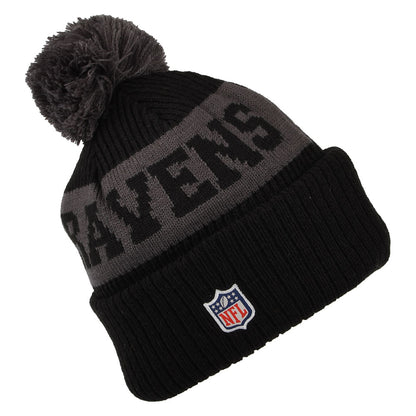 Gorro con pompón NFL On Field Sport Knit Baltimore Ravens de New Era - Negro-Gris