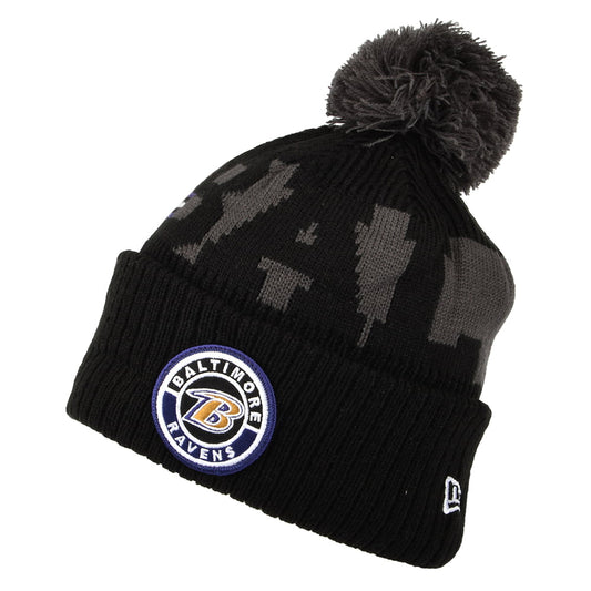Gorro con pompón NFL On Field Sport Knit Baltimore Ravens de New Era - Negro-Gris