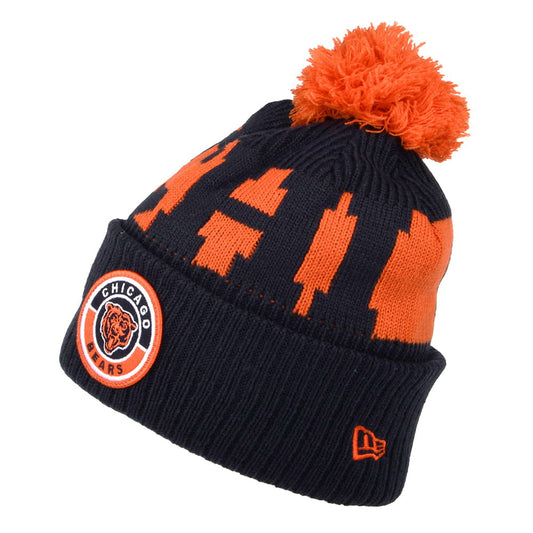 Gorro con pompón NFL On Field Sport Knit Chicago Bears de New Era - Azul Marino-Naranja