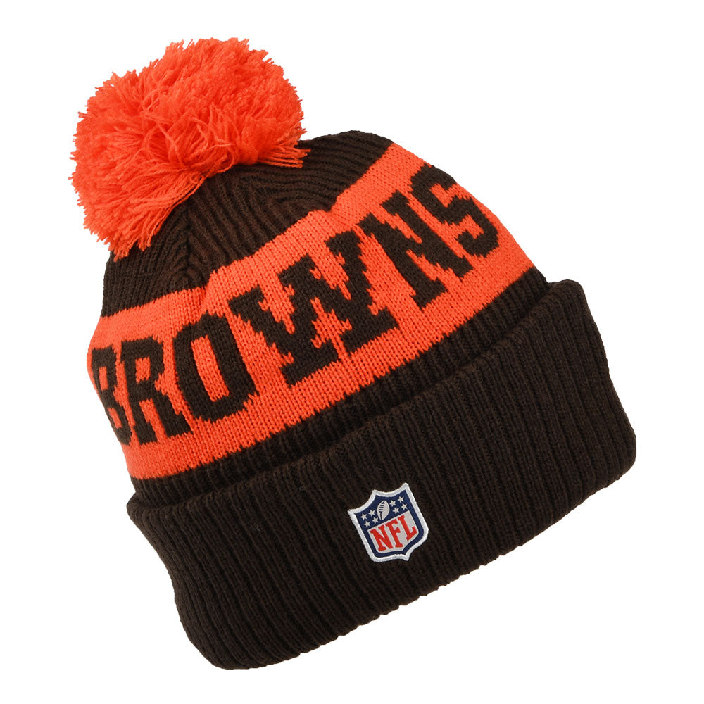 Gorro con pompón NFL On Field Sport Knit Cleveland Browns de New Era - Marrón-Naranja