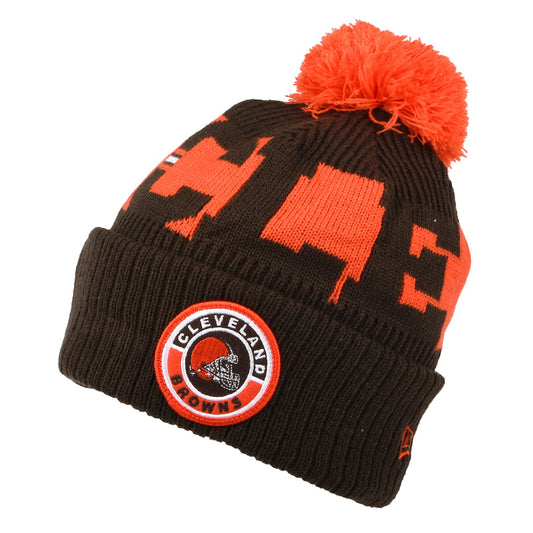 Gorro con pompón NFL On Field Sport Knit Cleveland Browns de New Era - Marrón-Naranja