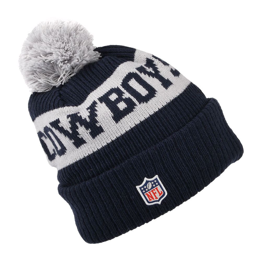 Gorro con pompón NFL On Field Sport Knit Dallas Cowboys de New Era - Azul-Gris