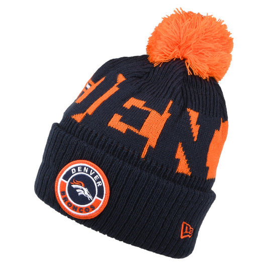 Gorro con pompón NFL On Field Sport Knit Denver Broncos de New Era - Azul Marino-Naranja