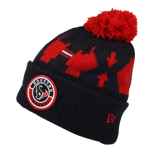 Gorro con pompón NFL On Field Sport Knit Houston Texans de New Era - Azul Marino-Rojo