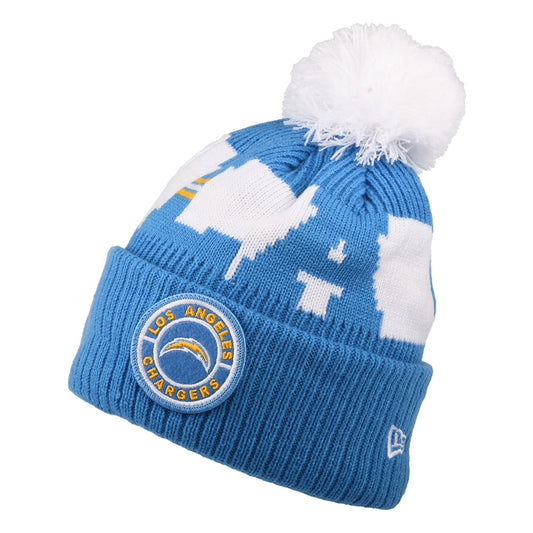 Gorro con pompón NFL On Field Sport Knit Los Angeles Chargers de New Era - Azul Claro-Blanco