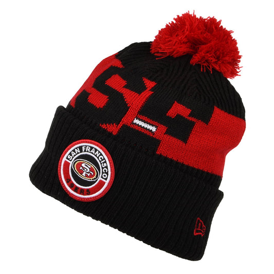 Gorro con pompón NFL On Field Sport Knit San Francisco 49ers de New Era - Negro-Rojo