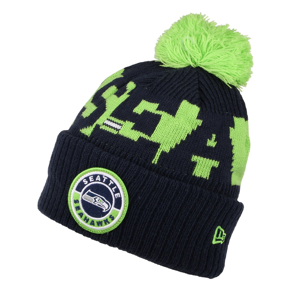 Gorro con pompón NFL On Field Sport Knit Seattle Seahawks de New Era - Azul Marino-Verde