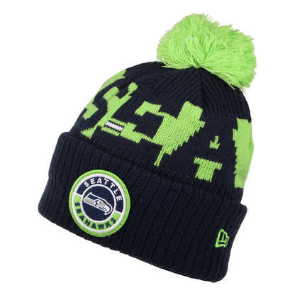Gorro con pompón NFL On Field Sport Knit Seattle Seahawks de New Era - Azul Marino-Verde