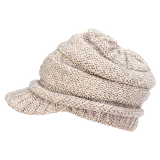 Gorro Beanie con visera Sherman de mezcla de cachemira de Scala - Avena